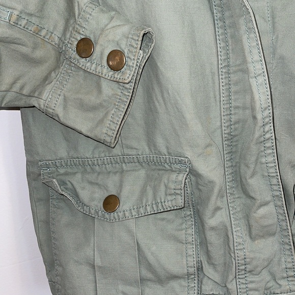 GAP Women’s Khaki Green Short Utility Douglas Fir Denim Jacket Size Small - Picture 3 of 12